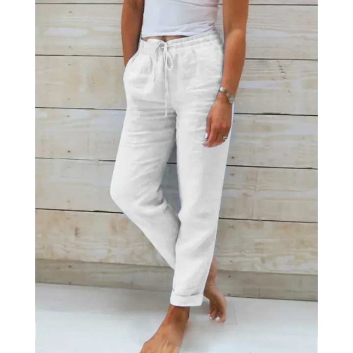 Levoire | Pantalon En Lin Stylé Pour Femmes Blanc