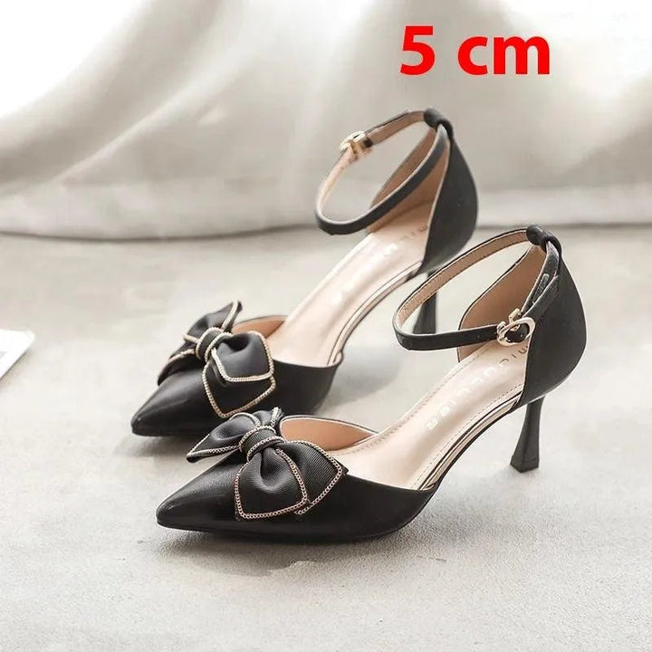 Levoire | Chaussures à talons pour femmes avec lacets et talon haut Noir 5cm