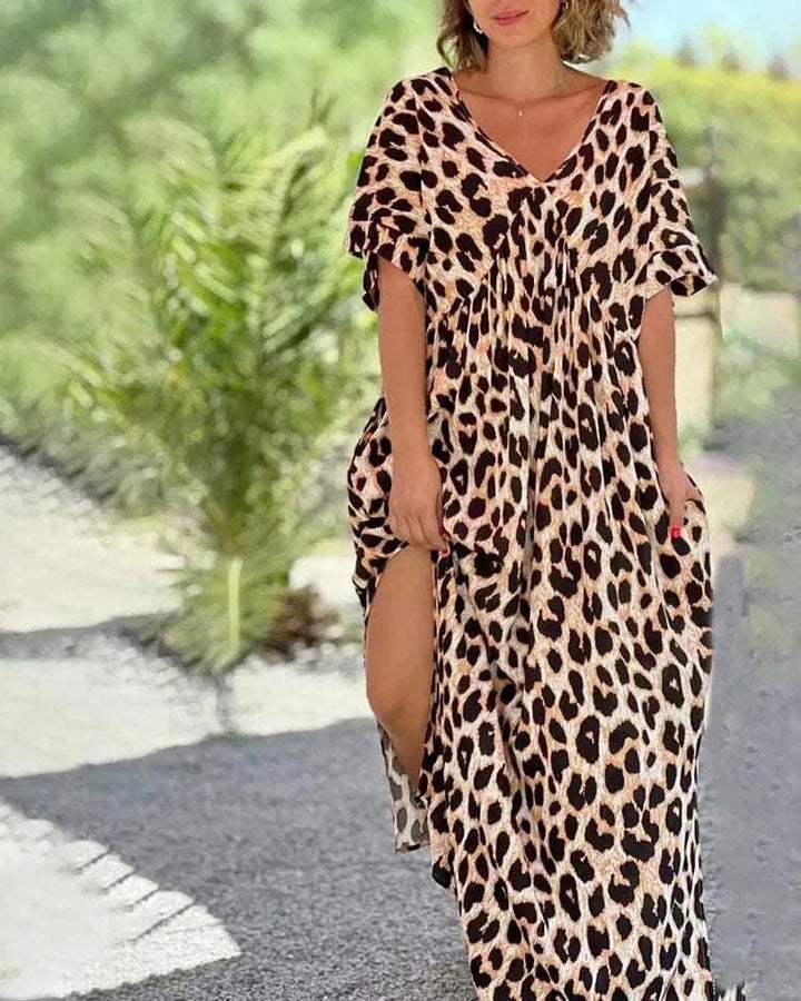Levoire | Robe à manches courtes imprimée léopard