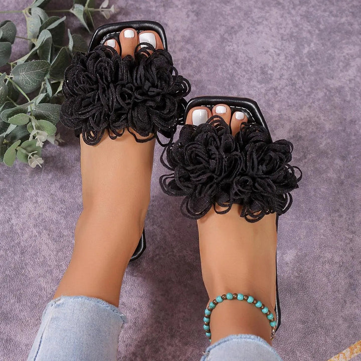 Levoire | Ballerines plates avec des fleurs Noir