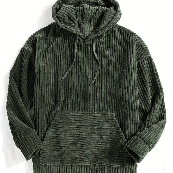 Levoire | Sweat À Capuche En Corduroy Vintage Pour Hommes Avec Col Haut Et Poche Kangourou