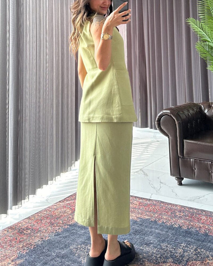 Levoire | Robe Maxi Sans Manches Avec Fermeture À Boutons