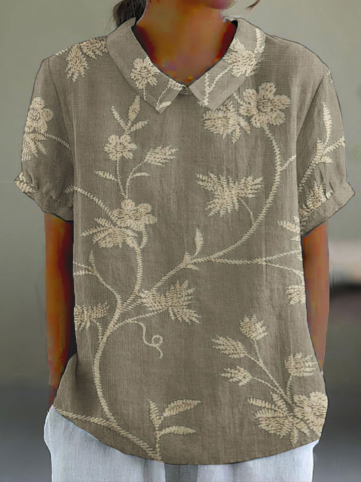 Levoire | Blouse Dorée À Motif De Fougère Khaki