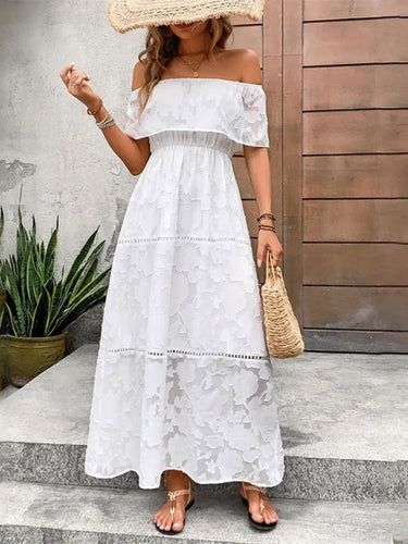 Levoire | Robe Maxi Blanche En Dentelle À Épaules Dénudées