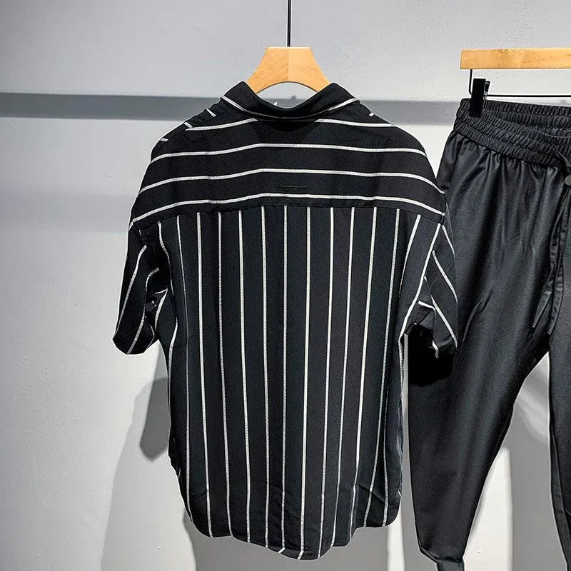 Levoire | Chemise à rayures à manches courtes pour hommes avec une coupe confortable et ample