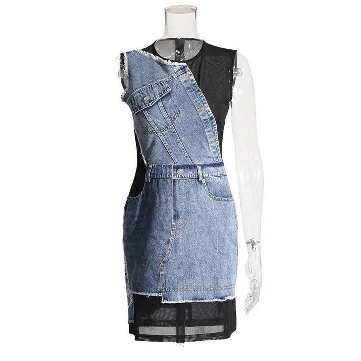 Levoire | Robe Sans Manches En Maille Avec Fermeture Et Détails Jean