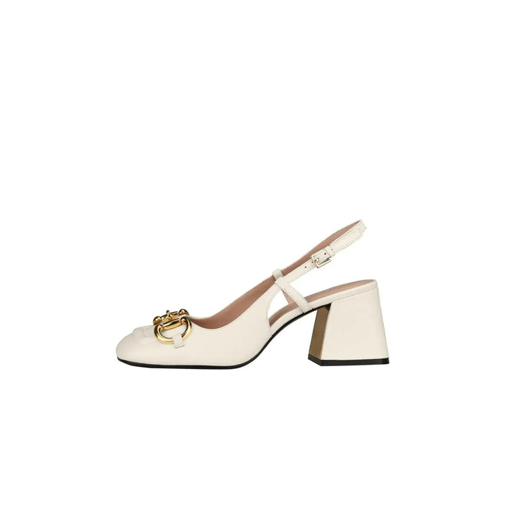 Levoire | Chaussures rétro pour femmes à talons et boucles - Élégance et style intemporels Milky White Takana Cuir 5cm