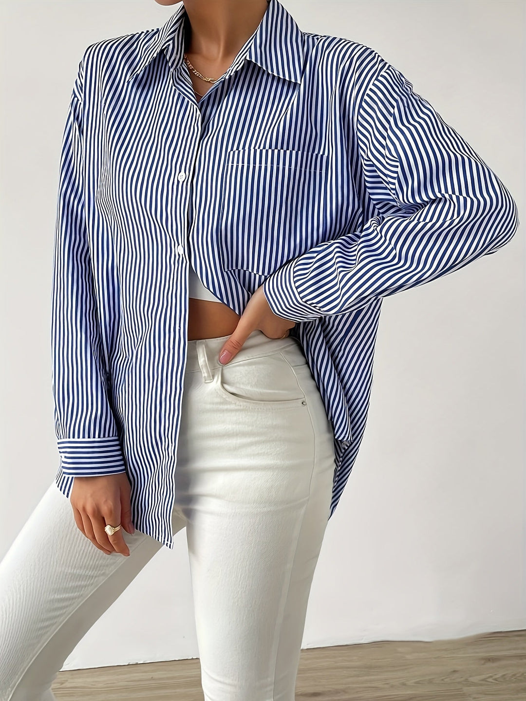 Levoire | Chemise À Carreaux Avec Bouton Et Poche Poitrine Élégante Bleu