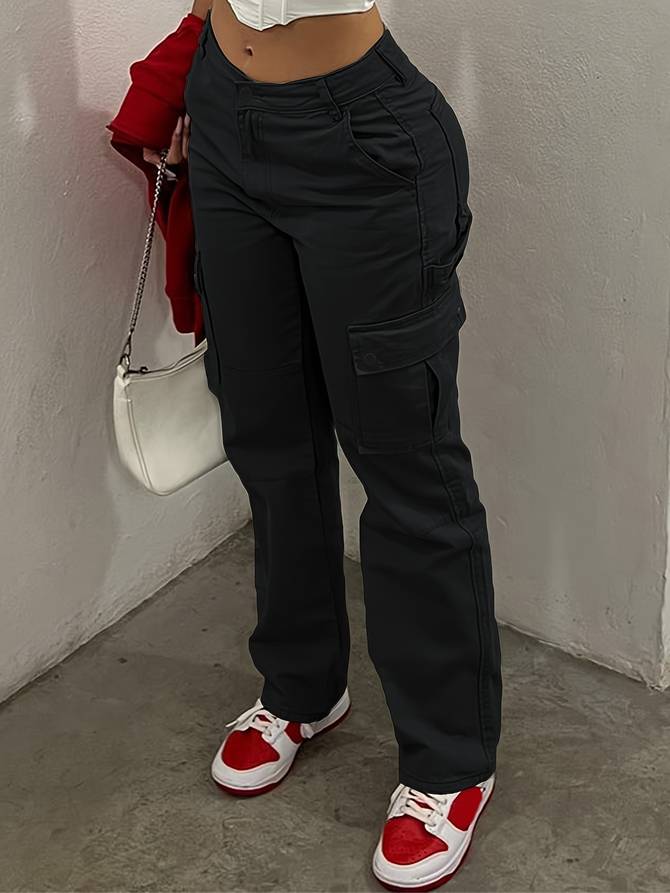 Levoire | Pantalon Cargo À Taille Haute Noir