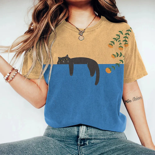 Levoire | T-Shirt Graphique Pour Chats Bicolore Pour Femmes