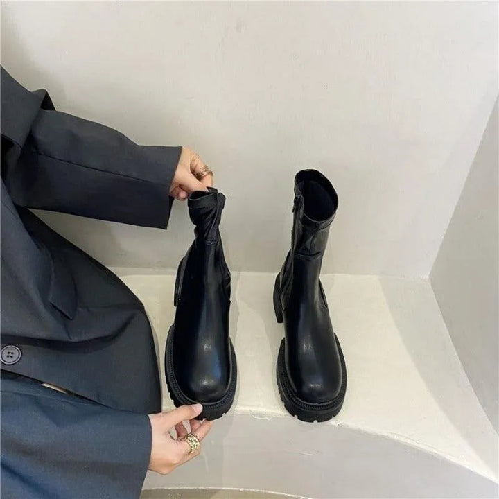 Levoire | Bottes pour femmes à semelle épaisse et talon Noir