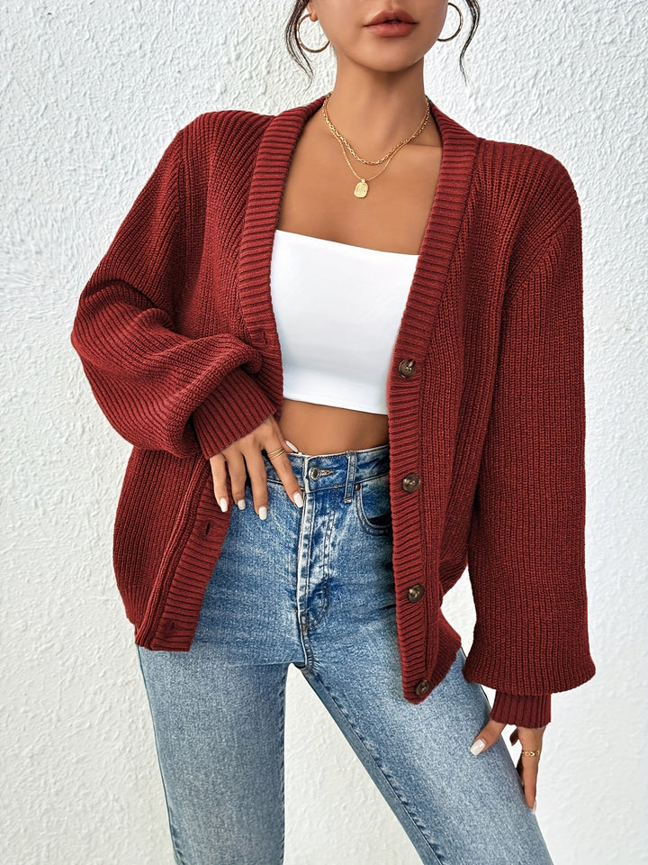 Levoire | Button Down Pull-Over En Tricot Rouge foncé-A