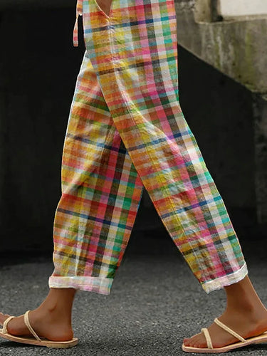 Levoire | Pantalon Decontracte Avec Motif À Carreaux Vintage, Elegant Et Confortable