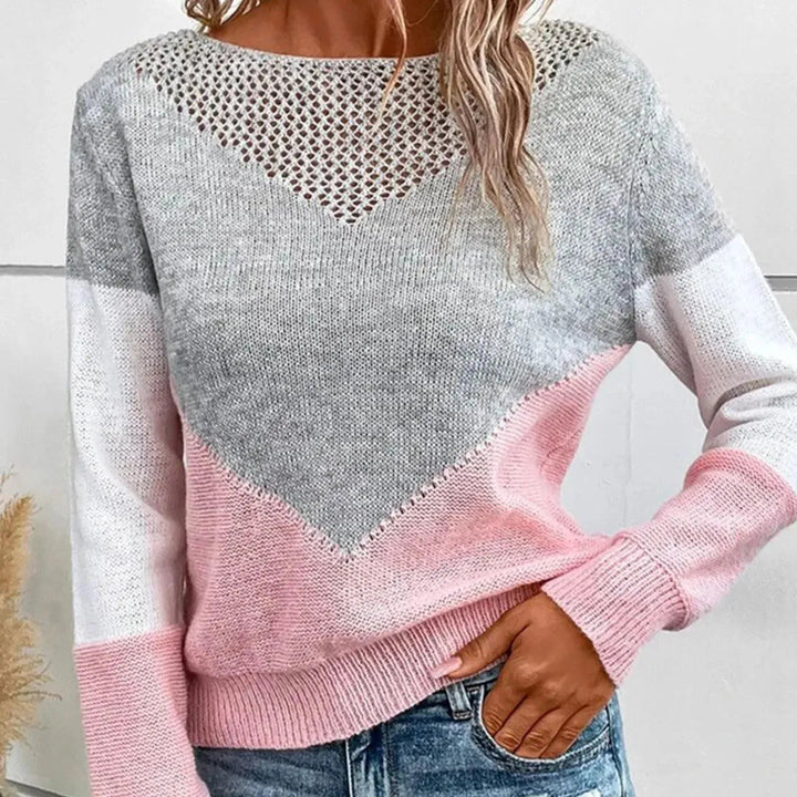 Levoire | Robe en tricot pour femmes avec un fond de couleur contrastante Rosa et gris bloc de couleur