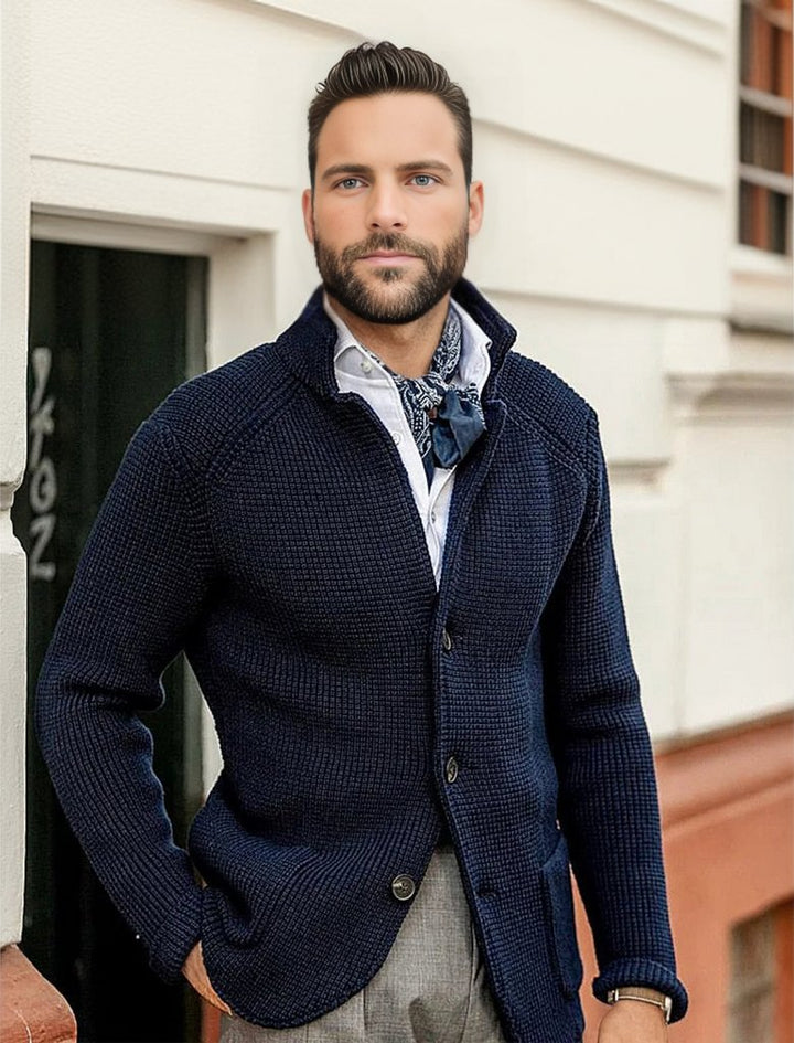 Levoire | Veste En Tricot De Luxe Classique Pour Hommes Bleu foncé