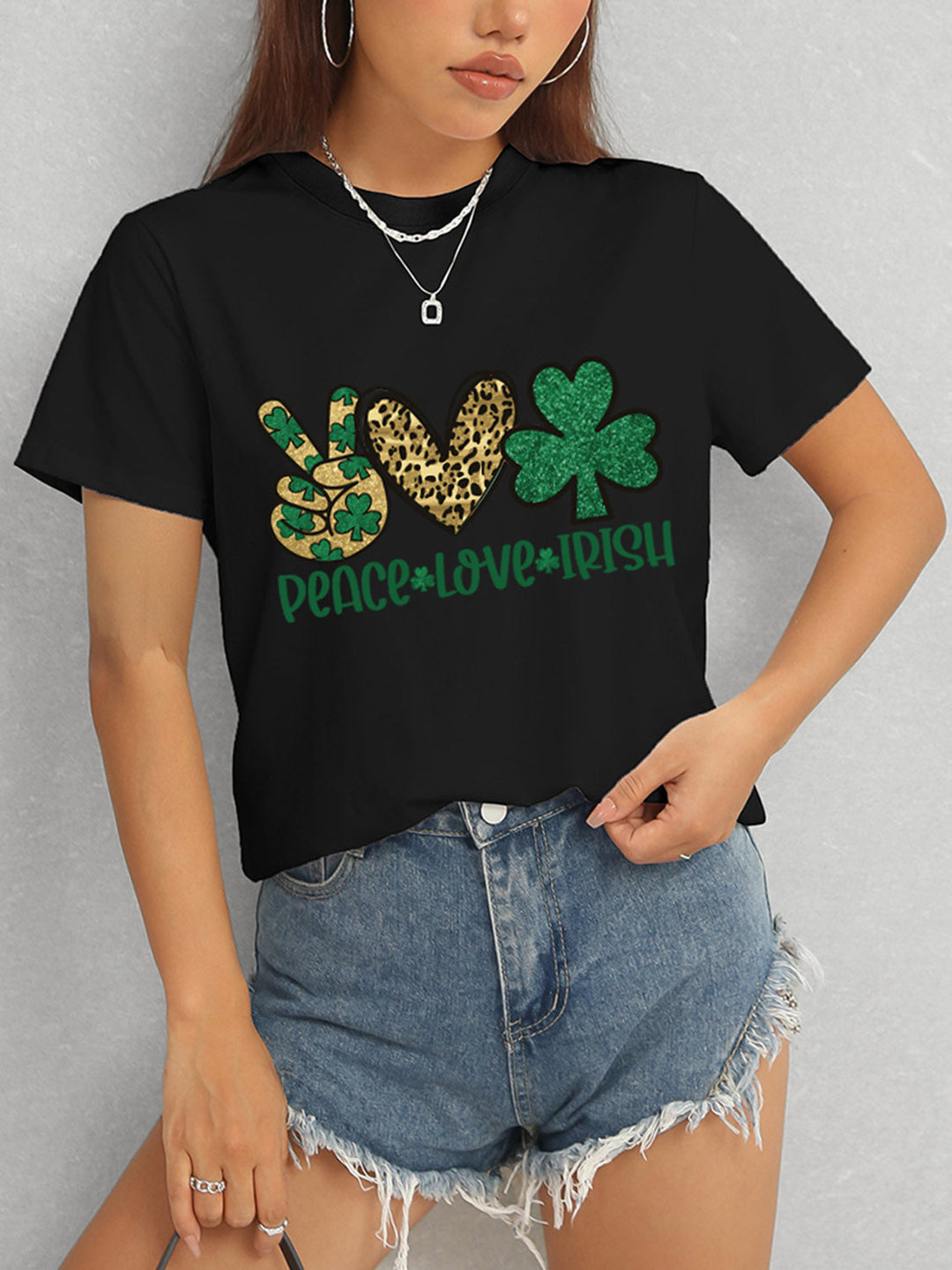 Levoire | PAIX AMOUR IRLANDAIS Col rond T-shirt à manches courtes