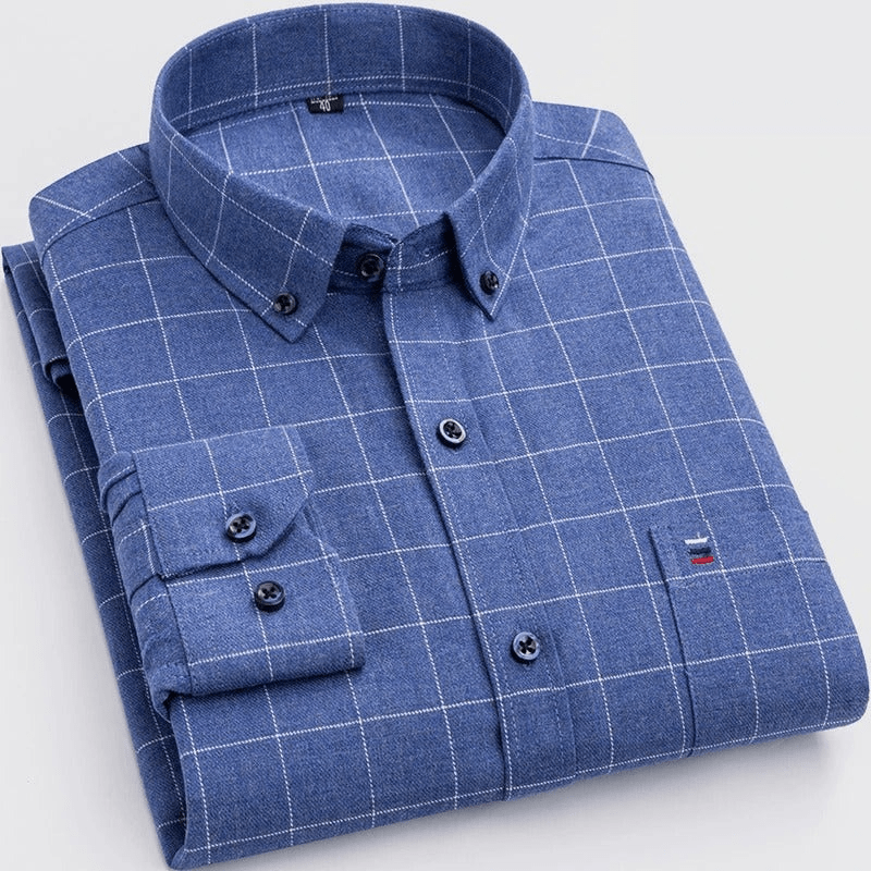 Levoire | Chemise à rayures pour hommes style vestimentaire vintage design décontracté Bleu Océan