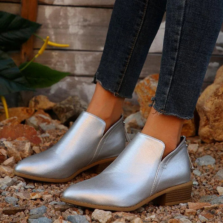 Levoire | Bottines à talon épais et fermeture éclair Argent