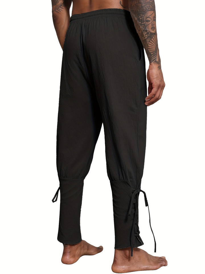 Levoire | Homme Coton Lin Mélange Bande De Publication Et Pantalon Harem