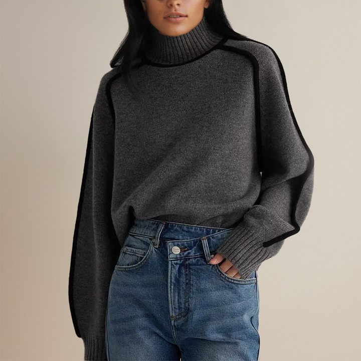 Levoire | Chemise À Col Haut Luxueux Avec Des Détails Contrastés Gris