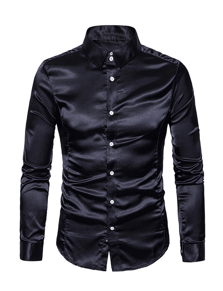 Levoire | Chemise Satin Manches Longues Homme Noir