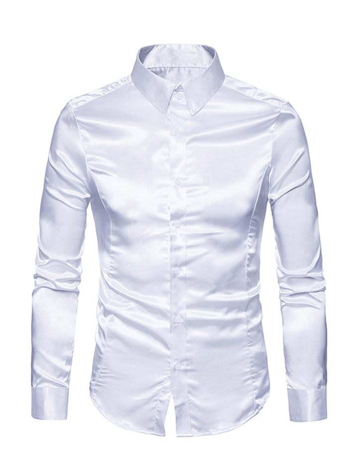 Levoire | Chemise Satin Manches Longues Homme Blanc