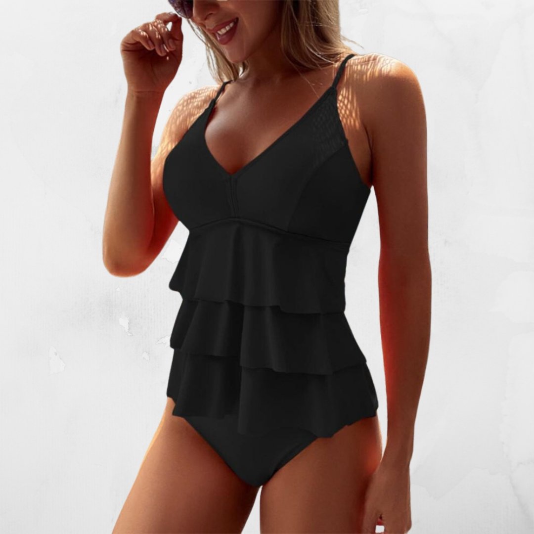 Levoire | Robe De Bain À Volants Pour Piscine Et Plage Noir