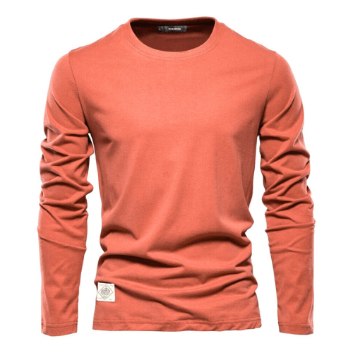 Levoire | Pull homme col rond automne confortable en coton mode homme Orange