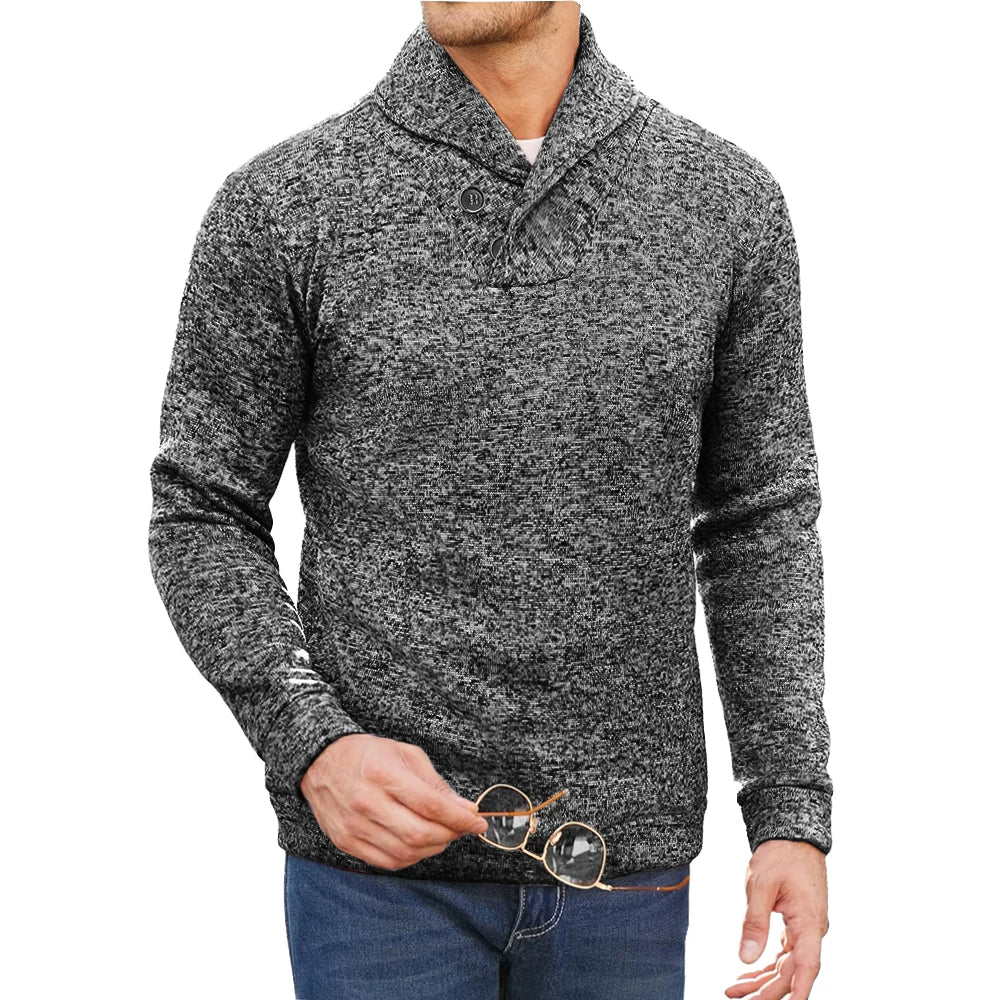 Levoire | Pull En Tricot Mi-Hauteur Avec Boutons Pour Hommes Gris foncé