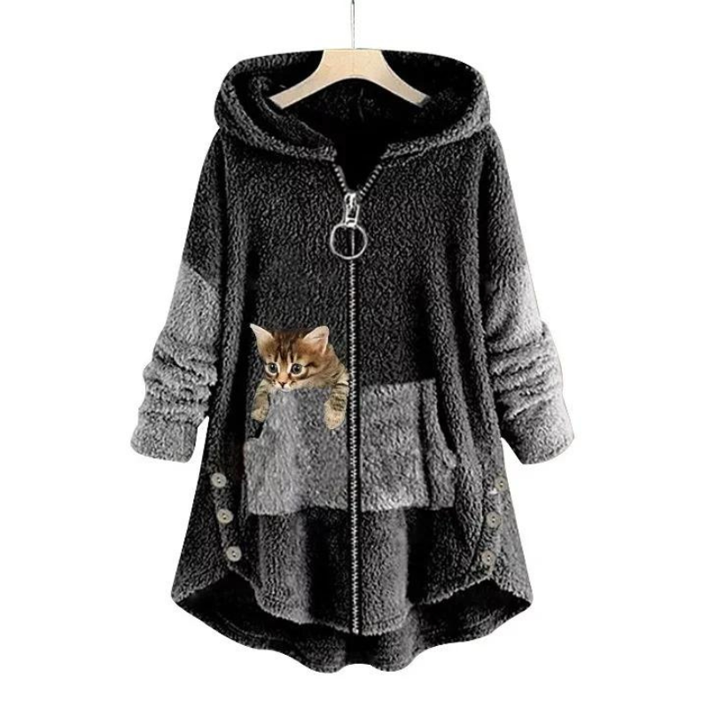 Levoire | Veste En Fleece À Manches Longues Avec Capuche Et Fermeture Éclair Noir