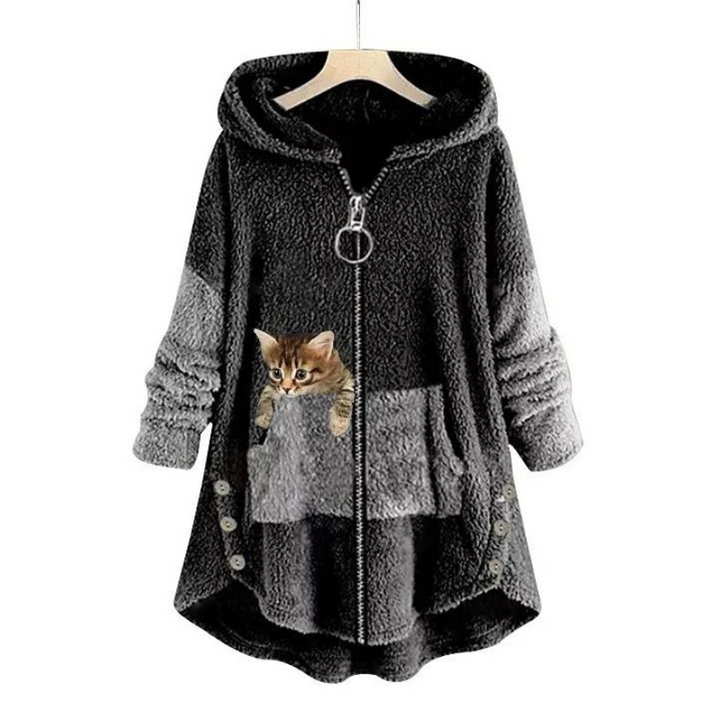Levoire | Veste En Fleece À Manches Longues Avec Capuche Et Fermeture Éclair Noir