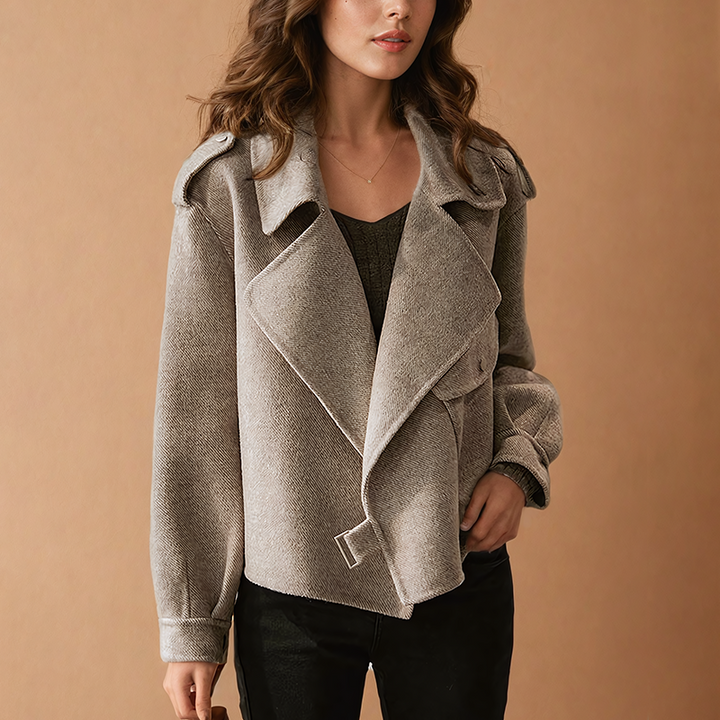 Levoire | Manteau à col réversible avec ceinture à manches longues
