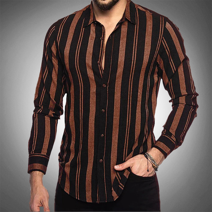 Levoire | Chemise Rayée Classique Homme Braun