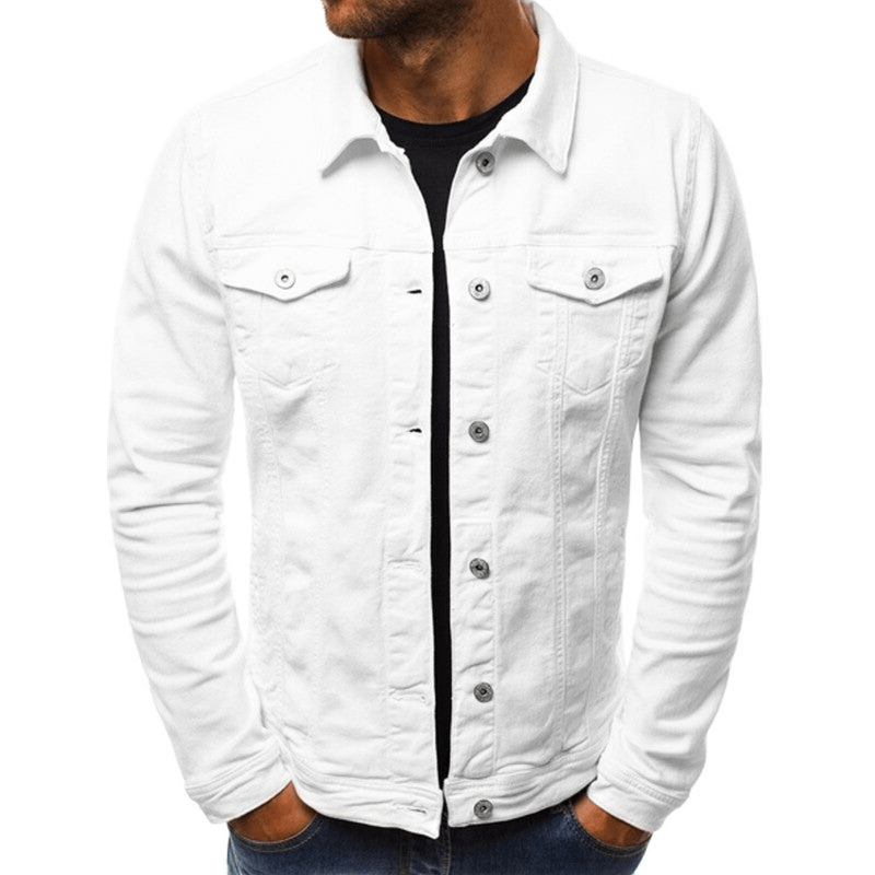 Levoire | Veste pour hommes Veste en denim décontractée pour hommes Veste en jean pour hommes Blanc
