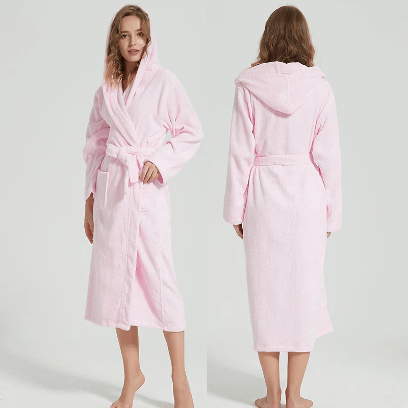 Levoire | Peignoir de luxe avec capuche Matériau respirant Confort supplémentaire Rose claire