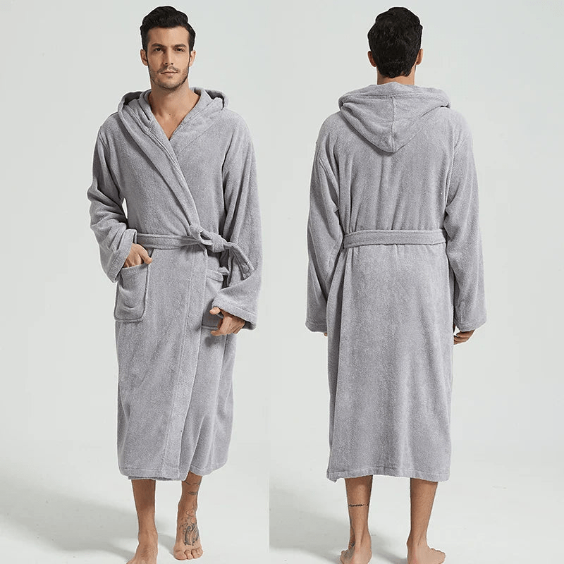 Levoire | Peignoir de luxe avec capuche Matériau respirant Confort supplémentaire Gris
