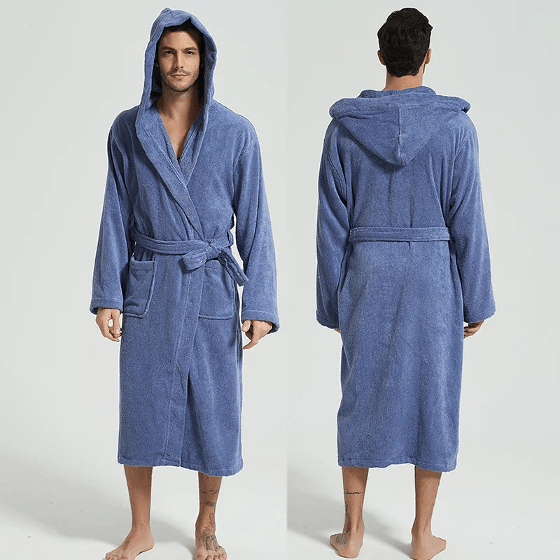 Levoire | Peignoir de luxe avec capuche Matériau respirant Confort supplémentaire Bleu