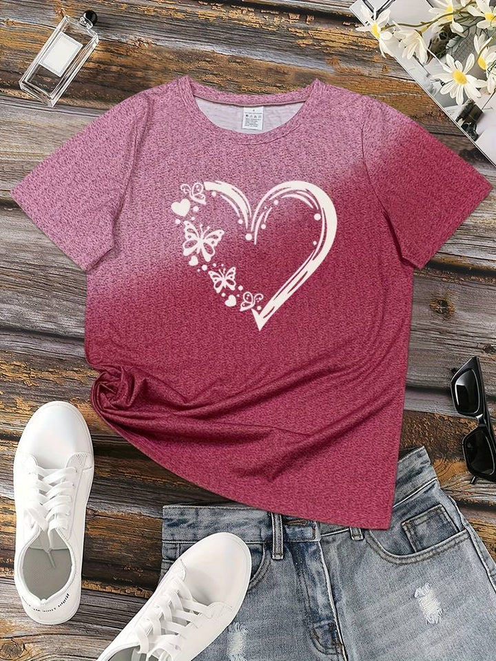Levoire | T-Shirt Avec Impression De Cœur De Papillon Et Col Rond