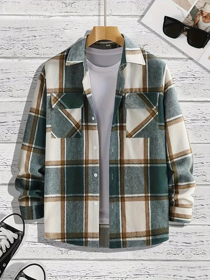 Levoire | Veste à carreaux décontractée polyvalente Vert olive