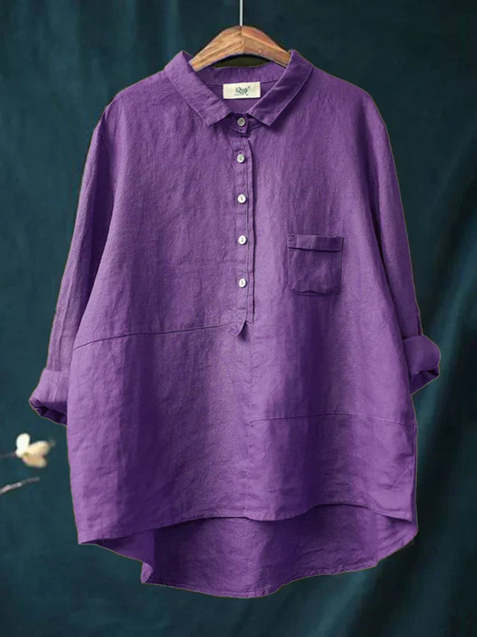 Levoire | Chemise décontractée pour femme à manches longues avec bouton à revers Pourpre