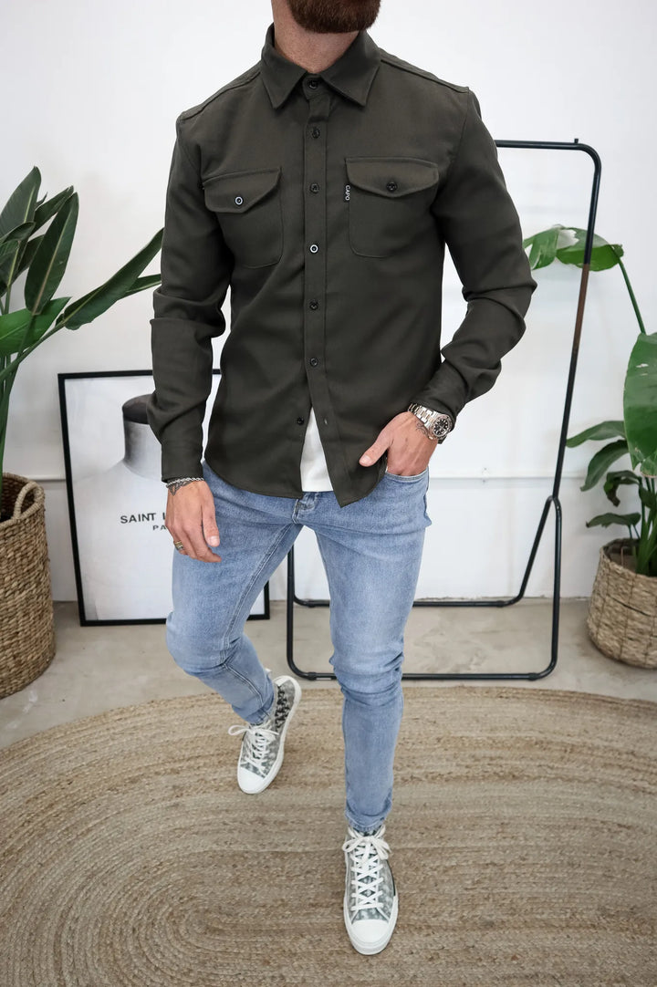 Levoire | Chemise Moderne Pour Hommes vert olive