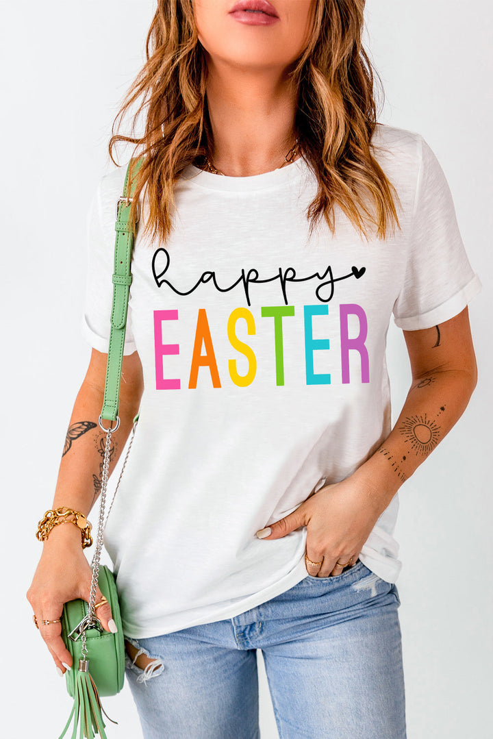Levoire | BONNES PÂQUES Encolure ronde Manches courtes T-shirt Blanc