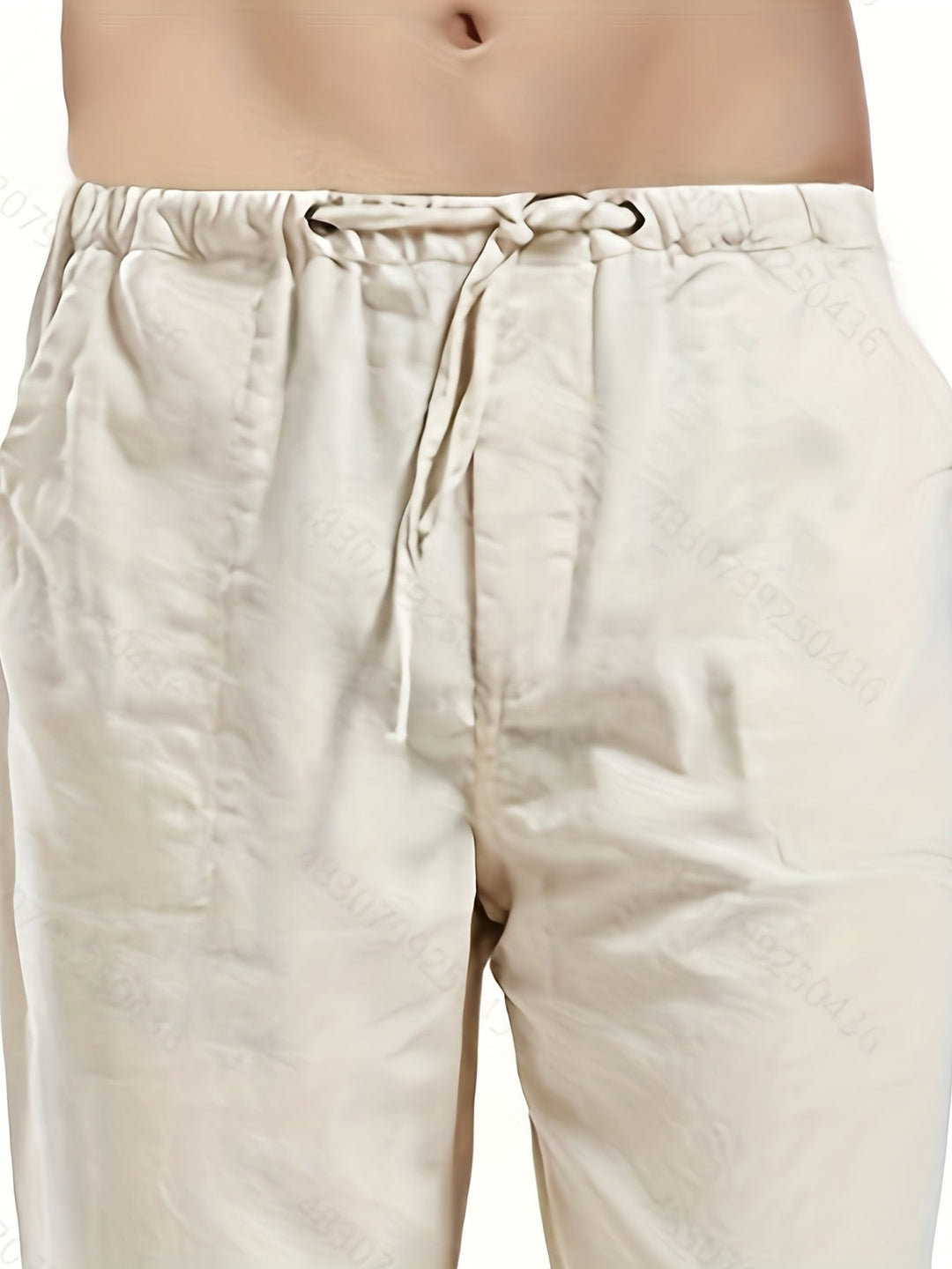 Levoire | Pantalons Pour Hommes En Mélange De Coton Et De Lin Avec Une Taille Élastique Décontractée