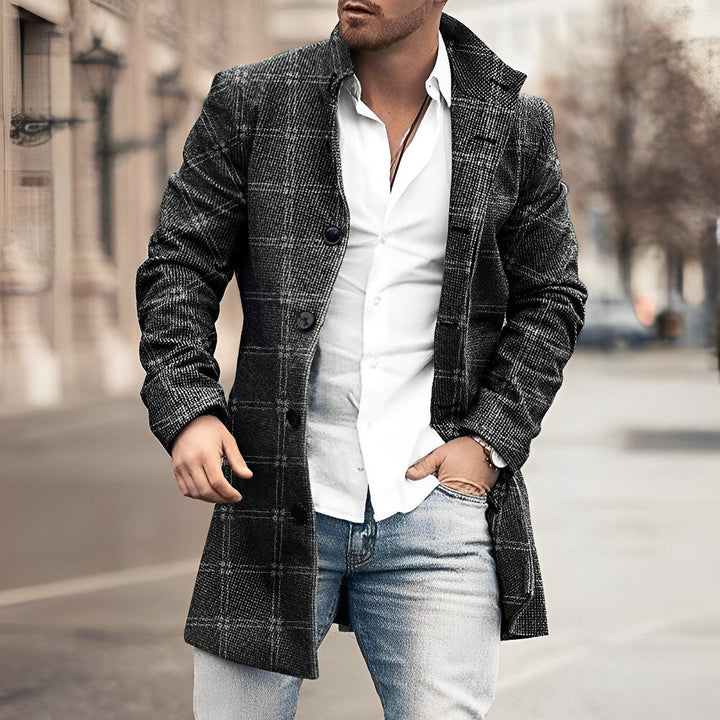 Levoire | Manteau À Boutonnière Simple Pour Hommes Noir