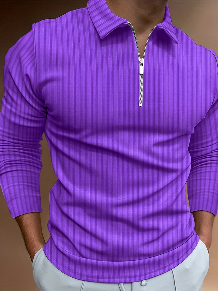 Levoire | Rayures Verticales Chemise Pour Hommes Avec Zip Et Manches Longues
