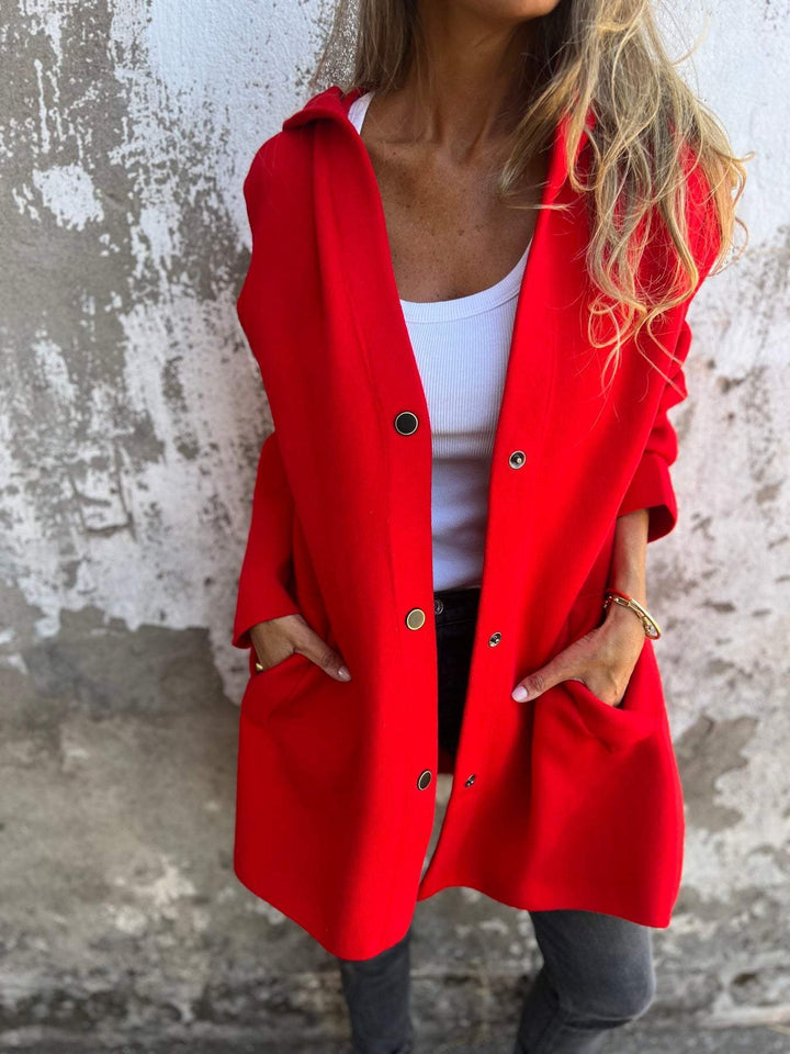 Levoire | Blazer Décontracté À Bouton Unique Avec Capuche Rot