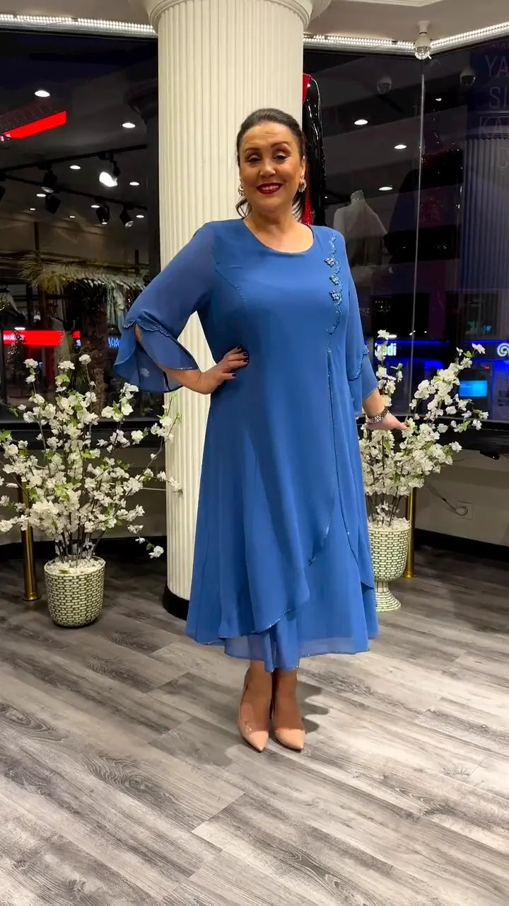 Levoire | Femmes Robe Chiffon Évasée Unie