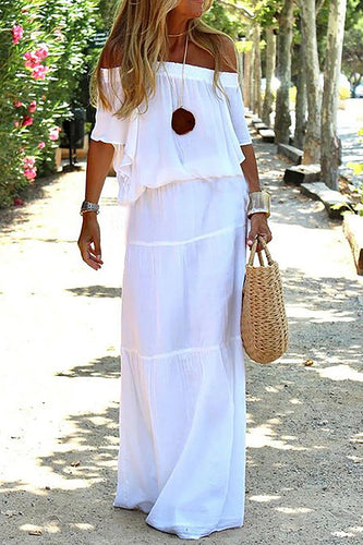 Levoire | Off Shoulder Robe Maxi Décontractée De Plage
