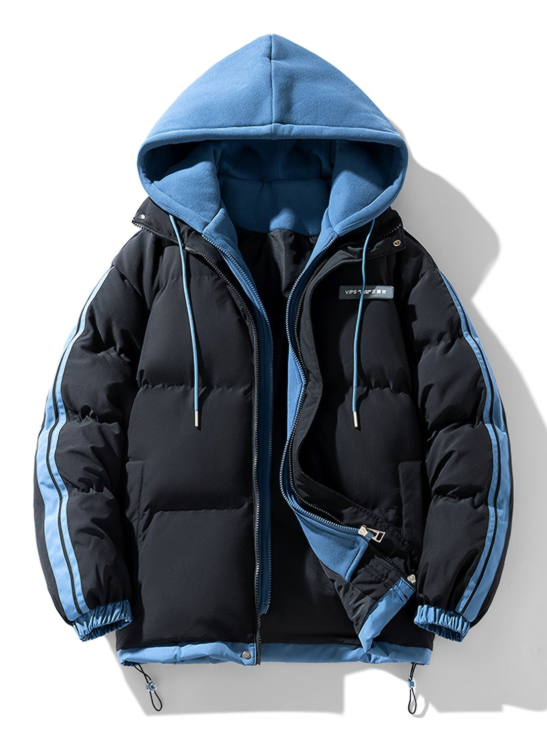 Levoire | Veste Puffer À Manches Longues Avec Capuche, Zip Et Poches Noir