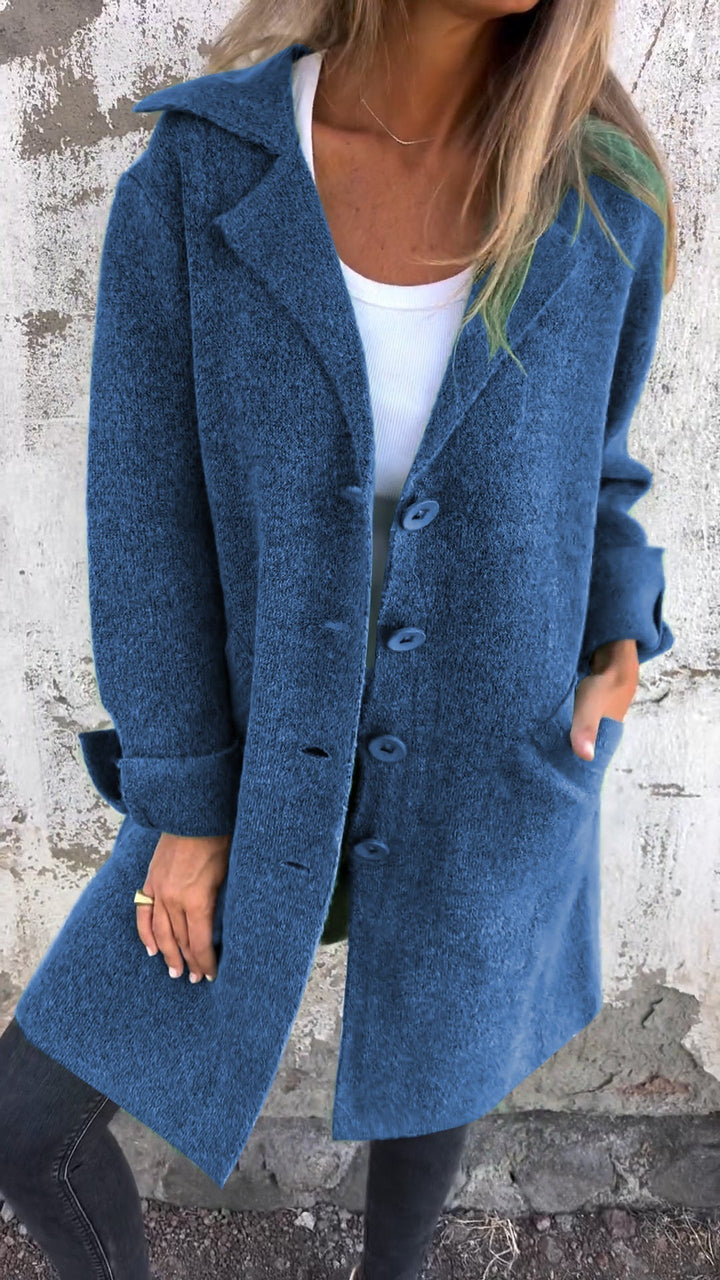 Levoire | Manteau long décontracté avec revers Bleu